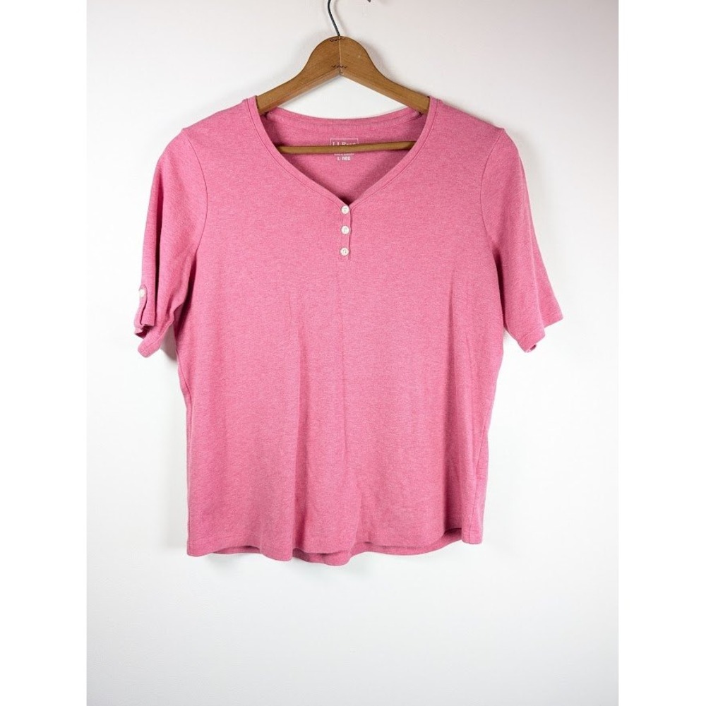 LLBean Henley T Shirt Womens Size Large Casual Summer Lightweight Hiking Outdoor